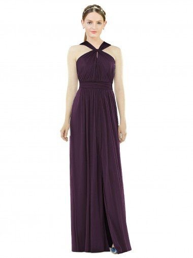 Maxi Chiffon Halter Neck Evening Dress UK