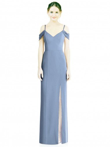 Draped Cold Shoulder Sweetheart Long Chiffon Evening Dress UK