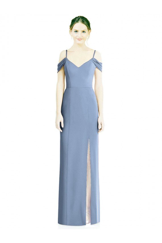 Draped Cold Shoulder Sweetheart Long Chiffon Evening Dress