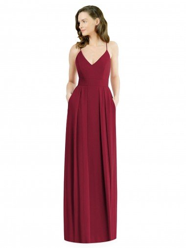 Pleated Skirt Chiffon Evening Maxi Dress with Pockets UK