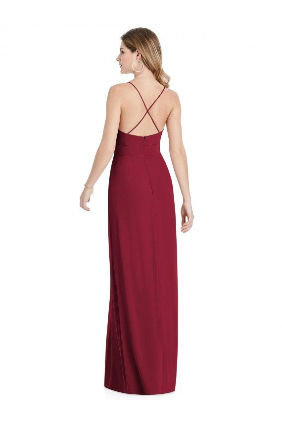 Pleated Skirt Chiffon Evening Maxi Dress with Pockets