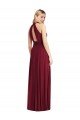 High-Neck Open Back Shirred Halter Evening Maxi Dress