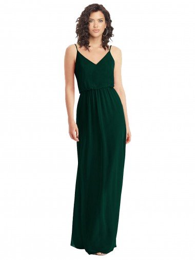 V-Neck Blouson Bodice Chiffon Evening Maxi Dress UK