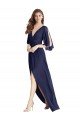 Split Sleeves Backless Chiffon Evening Maxi Dress