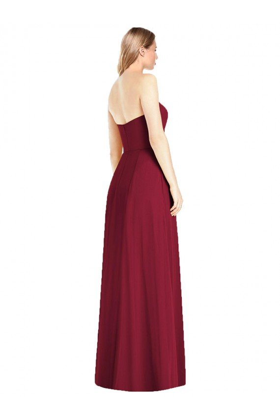 Strapless Notch Chiffon Evening Maxi Dress