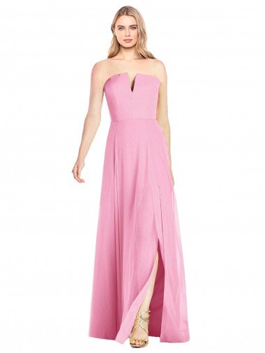 Strapless Notch Chiffon Evening Maxi Dress UK