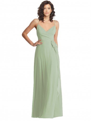 V-Neck Low Back Maxi Wrap Chiffon Evening Dress UK