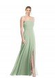 Sleek Spaghetti Straps Low Back Square Neck Maxi Chiffon Evening Dress