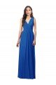 Draped V-Neck Shirred Chiffon Evening Maxi Dress