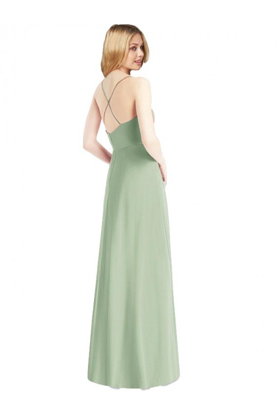 Cowl Neck Criss Cross Back Chiffon Evening Maxi Dress