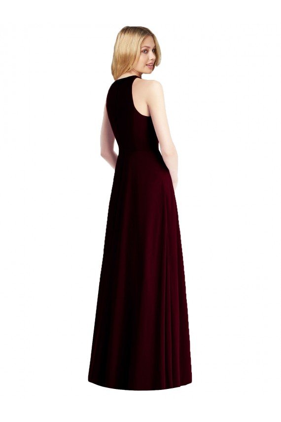 Sleeveless Halter Chiffon Evening Maxi Dress