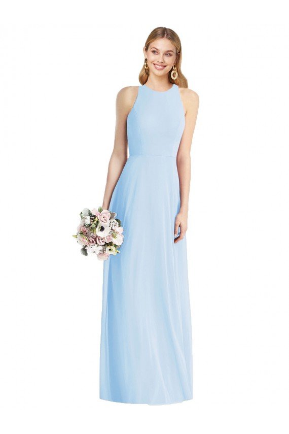 Sleeveless Halter Chiffon Evening Maxi Dress