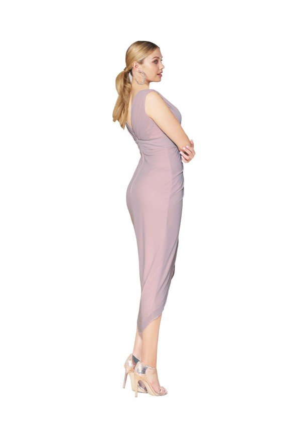Cocktail Length High Low Mermaid Chiffon Wrapped Evening Dress