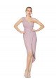 High Low One Shoulder Ruffles V-Neck Chiffon Wrap Evening Dress