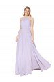 High Neck Halter Shirred Chiffon Evening Dress