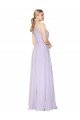 High Neck Halter Shirred Chiffon Evening Dress