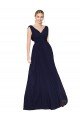 Draped Long V-Neck Floor Length Chiffon Evening Dress
