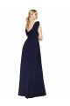 Draped Long V-Neck Floor Length Chiffon Evening Dress