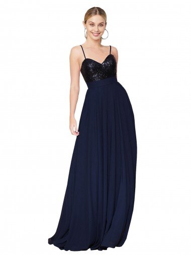 Sweetheart High Neck Sequin Top Long Chiffon Evening Dress UK
