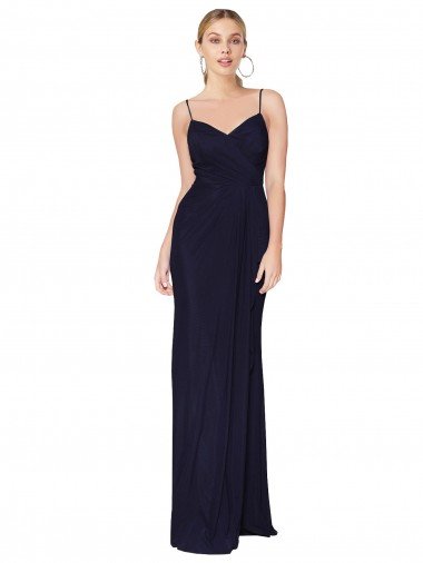 Draped Spaghetti Straps Long Chiffon Mermaid Evening Dress UK