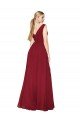 Draped Mermaid Long V-Neck Chiffon Evening Dress with High Slit