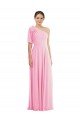 Bow One Shoulder Flounce Sleeve Evening Maxi Dress