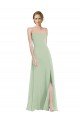 Scoop Neck Tie Strap Evening Maxi Dress with Front Slit