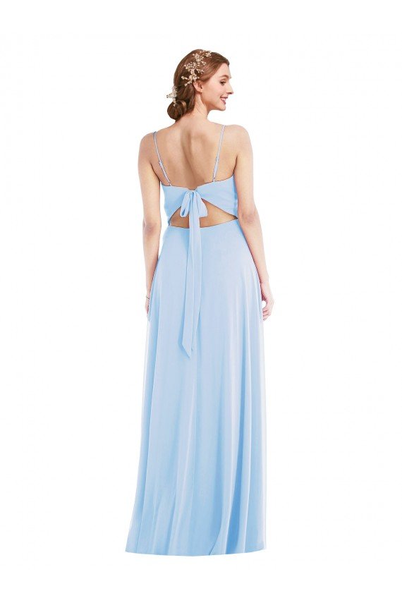Tie Back Cutout Evening Maxi Dress with Front Slit