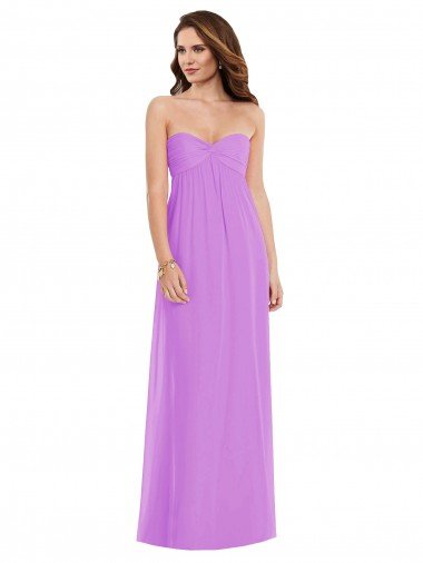 Empire Waist Twist Shirred Strapless Evening Dress UK