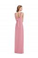 Draped Chiffon Grecian Column Evening Dress with Front Slit