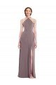 Diamond Halter Evening Maxi Dress with Front Slit