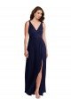 Deep V-Neck Chiffon Evening Maxi Dress with Front Slit