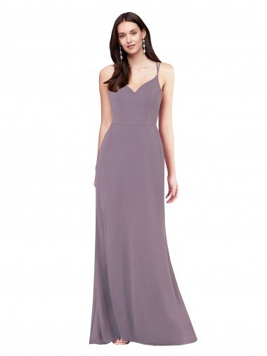 Simple Floor-Length Chiffon Evening Dress with Criss-Cross Back UK