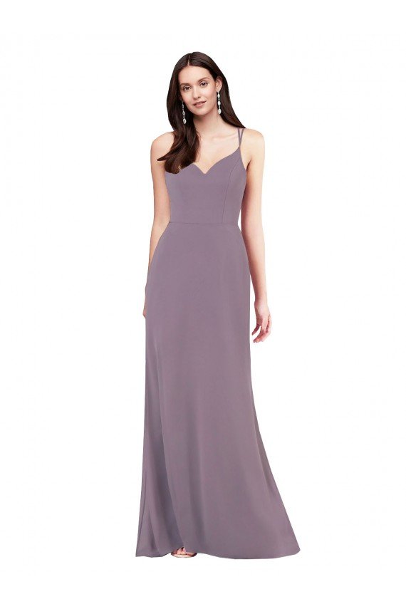 Simple Floor-Length Chiffon Evening Dress with Criss-Cross Back