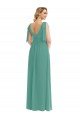 Plunge Neckline Bow Shoulder Chiffon Evening Maxi Dress