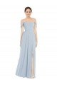 Off the Shoulder Basque Neck Evening Maxi Dress with Flounce Sleeves