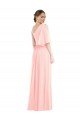 One Shoulder Bell Sleeves Chiffon Evening Maxi Dress