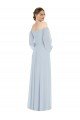 Off the Shoulder Puff Sleeve Evening Maxi Dress with Front Slit