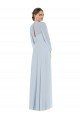Strapless Chiffon Evening Maxi Dress with Puff Sleeve Blouson Overlay