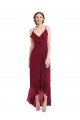 Ruffle Trimmed V-Neck High Low Wrap Chiffon Evening Dress