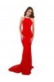High Neck Long Lace Evening Dress with Open Back Straps