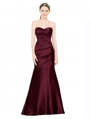 Mermaid Sweetheart Soft Satin Evening Dress with Pleats UK
