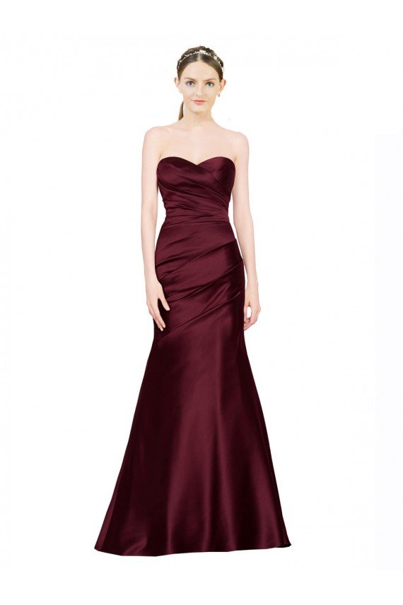 Mermaid Sweetheart Soft Satin Evening Dress with Pleats