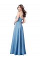 Crossing Strap Back Pleated Bodice Long Satin Evening Dress
