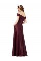 Long Off the Shoulder Satin Evening Dress with Thigh-high Slit