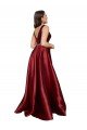 Sleeveless Deep V-Neck A-Line Satin Evening Dress with Pockets