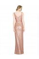 Draped V-Neck Striking Sheath Floor Length Sequin Evening Dress