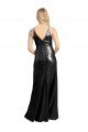 Full Length A-Line Sequin Evening Dress with Spaghetti Straps V-Neckline