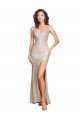 Ruched Back Mermaid Sparkling Sequin Evening Dress with Beaded Spaghetti Straps