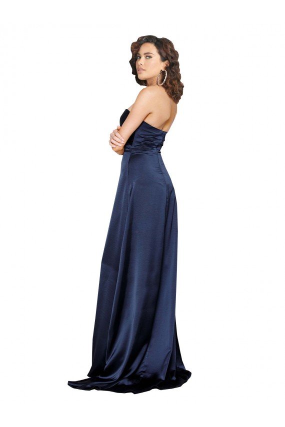 Knotted Sweetheart Silky Satin Evening Dress with High Side Split
